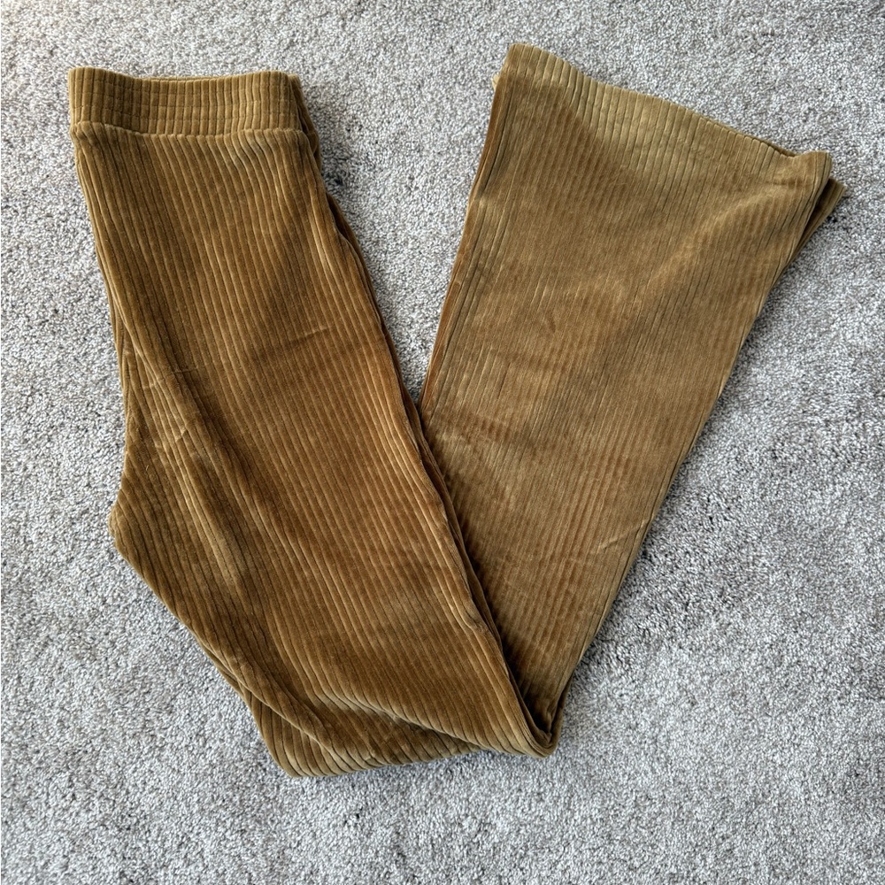 aerie Corduroy Flare Pants in Camel Brown